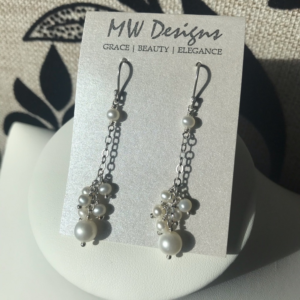 Handmade freshwater pearl dangle earrings